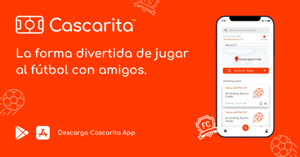 App Cascarita mostrando partidos de fútbol cerca de ti