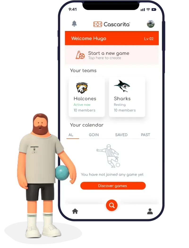Home screen — start games and manage teams